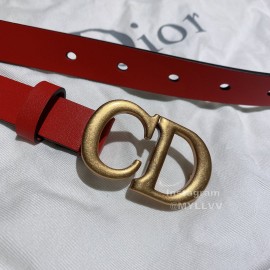 Dior Red Calf Leather Retro Letters Buckle Belt