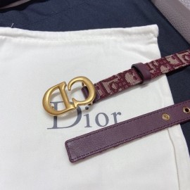 Dior Cowhide Pattern Textile Cloth Letter Buckle 20mm Belt Wine Red