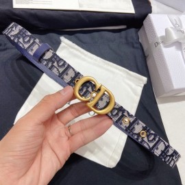 Dior Cowhide Pattern Textile Cloth Letter Buckle 20mm Belt Blue