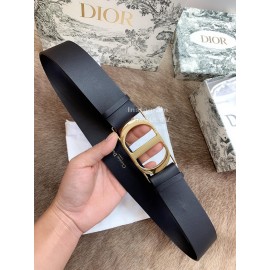 Dior Black Smooth Cow Leather Shiny Gold Buckle 40mm Belt