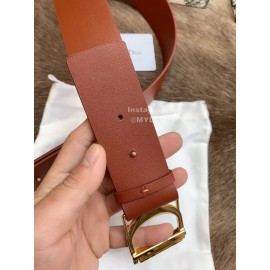 Dior Brown Smooth Cow Leather Shiny Gold Buckle 40mm Belt
