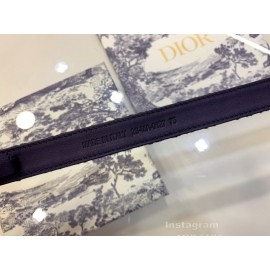 Dior Cowhide Pattern Textile Cloth Cd Buckle 20mm Belt Navy