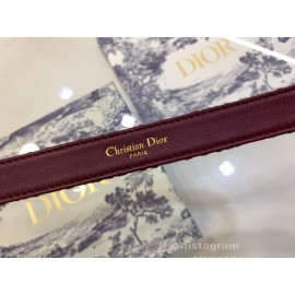 Dior Cowhide Pattern Textile Cloth Cd Buckle 20mm Belt Wine Red