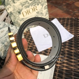 Dior White Calf Leather Retro Metal Letters Buckle 30mm Belt