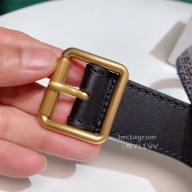 Dior New Vintage Gold Buckle Letter Logo 65mm Embroidered Canvas Belt Navy