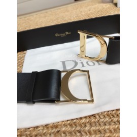 Dior Smooth Calf Leather Gold Metal Slide Buckle Montaigne Belt Black