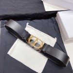 Dior Smooth Calf Leather Gold Metal Slide Buckle 40mm Montaigne Belt Black