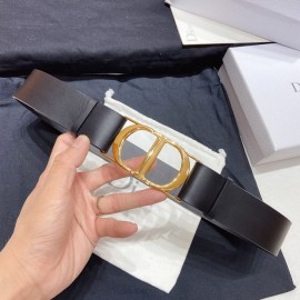 Dior Smooth Calf Leather Gold Metal Slide Buckle 40mm Montaigne Belt Black