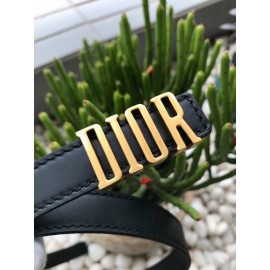 Dior New Calf Leather Vintage Letter Buckle 20mm Belt Black
