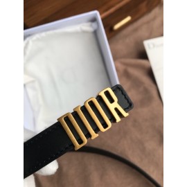 Dior New Calf Leather Vintage Letter Buckle 20mm Belt Black