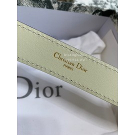 Dior New Calf Leather Gold Letter Buckle 30mm Belt For Women White