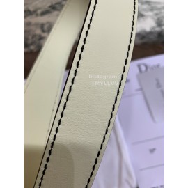 Dior New Calf Leather Gold Letter Buckle 30mm Belt For Women White