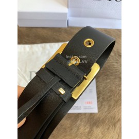 Dior New Calf Leather Gold Pin Buckle 50mm Belt For Women Black
