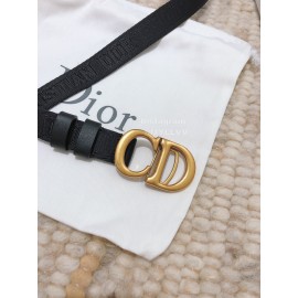 Dior New Black Webbing Gold Cd Buckle 20mm Belt 