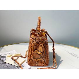 Fendi Exquisite Snake Pattern Messenger Bag For Women Brown