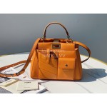 Fendi Calfskin Handbag Messenger Bag For Women Orange 311m750