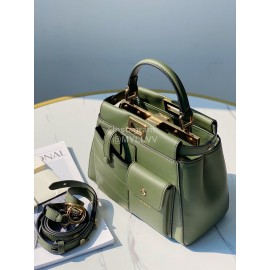 Fendi Calfskin Handbag Messenger Bag For Women Green 311m750