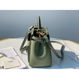 Fendi Calfskin Handbag Messenger Bag For Women Green 311m750