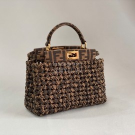 Fendi Fashion Mini Woven Messenger Bag Coffee
