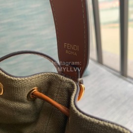 Fendi Fashion Embroidery Small Bucket Bag Coffee