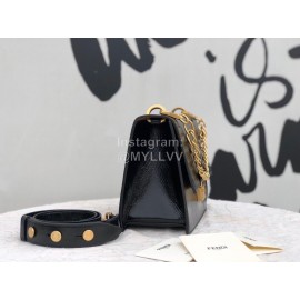 Fendi Calfskin Chain Flip Bag For Women Black