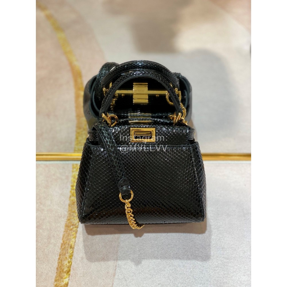 Fendi Fashion Leather Gold Chain Messenger Bag Black