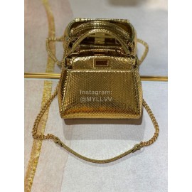Fendi Fashion Leather Gold Chain Messenger Bag Gold