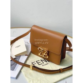 Fendi Brown Cowhide Flip Messenger Bag For Women