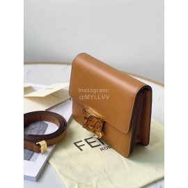Fendi Brown Cowhide Flip Messenger Bag For Women