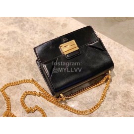 Fendi Black Calfskin Gold Chain Messenger Bag