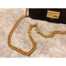 Fendi Black Calfskin Gold Chain Messenger Bag