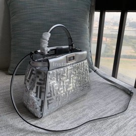 Fendi Fashion Silver Sequin Messenger Bag