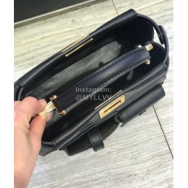 Fendi Black Lambskin Messenger Bag Handbag