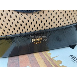 Fendi Calfskin Drawstring Messenger Bag Bucket Bag Apricot