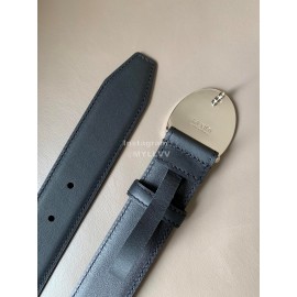 Fendi Calf Leather Oval Silver Buckle 34mm Leisure Belt For Men 