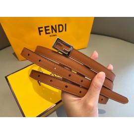 Fendi Calf Leather Silver Buckle 15mm Belt For Women Brown