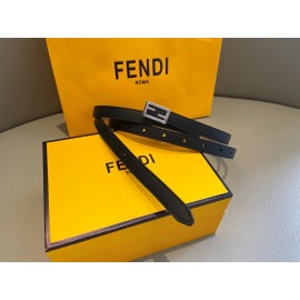 Fendi Calf Leather Silver Buckle 15mm Belt For Women Black