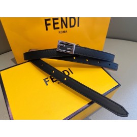 Fendi Calf Leather Silver Buckle 15mm Belt For Women Black