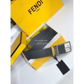 Fendi Black Yellow Litchi Leather Pin Buckle 35mm Belt