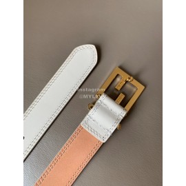 Fendi Fashion Calf Leather FF Buckle 24mm Belt For Women White