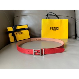 Fendi Fashion Calf Leather FF Buckle 24mm Belt For Women Red