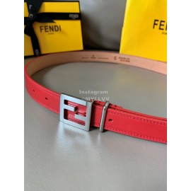 Fendi Fashion Calf Leather FF Buckle 24mm Belt For Women Red
