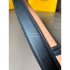 Fendi New Calf Leather FF Buckle 24mm Belt For Women Black