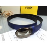 Fendi Calf Leather Monster Enamel Buckle 35mm Belt Blue