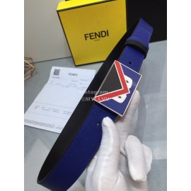 Fendi Black Blue Calf Leather Monster Enamel Buckle 35mm Belt