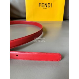 Fendi Calf Leather Gold Hollow Circle Buckle 20mm Belt Red