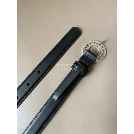 Fendi Calf Leather Silver Hollow Circle Buckle 20mm Belt Black 