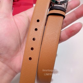 Ferragamo New Calf Leather Pure Copper Buckle 25mm Belt For Women Brown