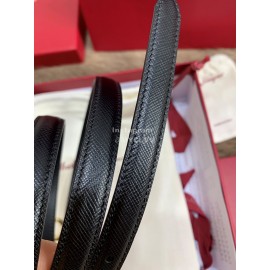 Ferragamo New Calf Leather Pure Copper Buckle 15mm Belt For Women Black