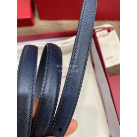Ferragamo New Calf Leather Pure Copper Buckle 15mm Belt For Women Navy
